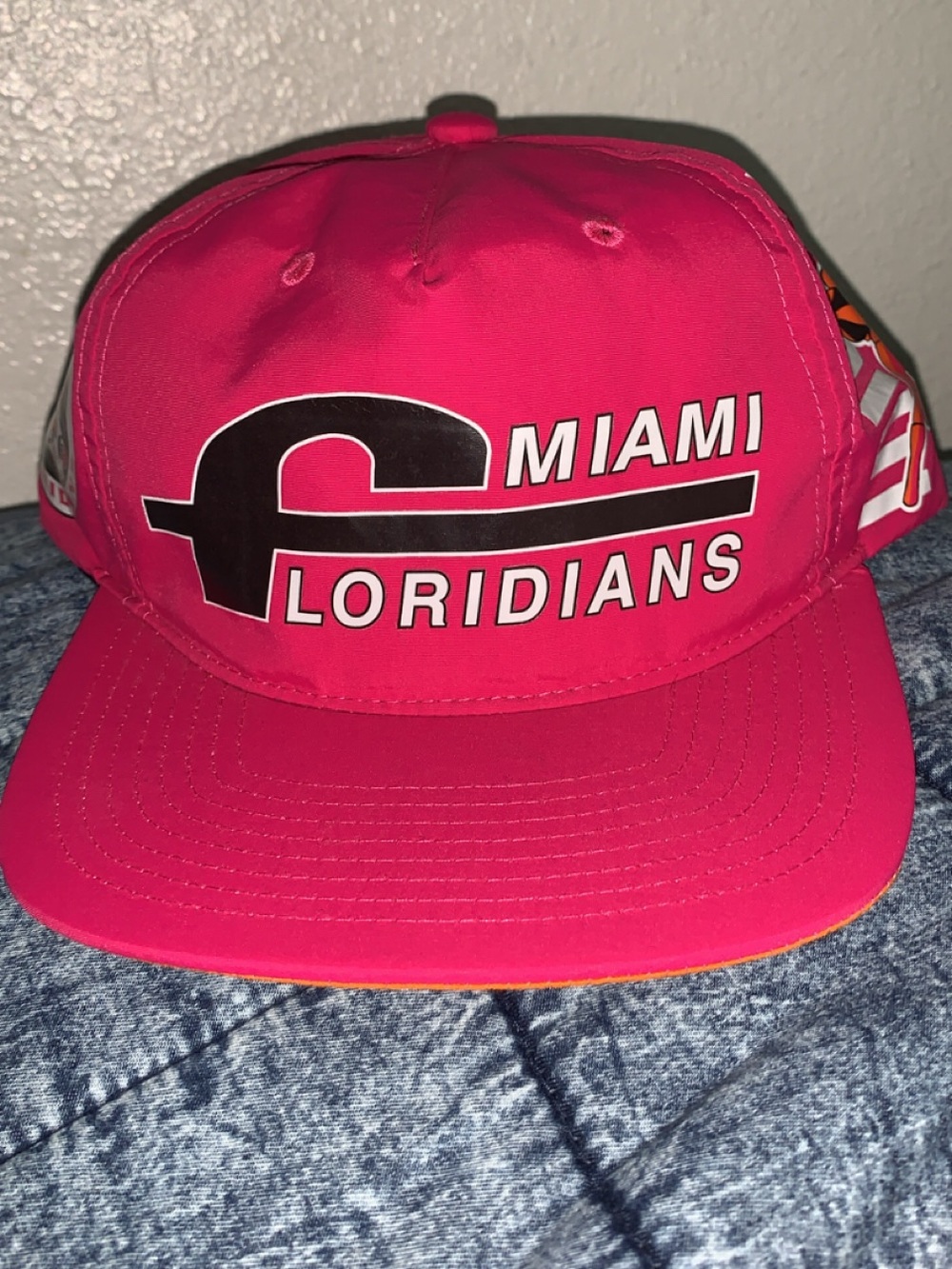 Mitchell & Ness Miami Floridians Pink Black Snapback Hat